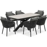 Gartenmöbel-Set "Torino" 7-tlg. 1 Tisch 180/220 x 100 cm, 6 Sessel, anthrazit – Produktbild 1 von 1