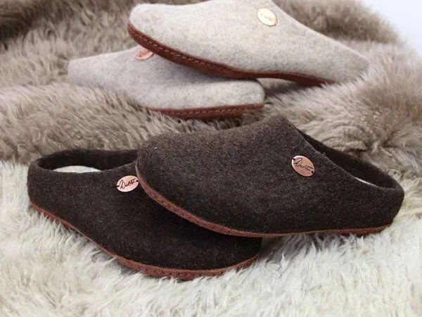 WoolFit WoolFit Filzpantoffeln "Classic" mit besonders weicher Einlage, Braunmeliert(braun), – Produktbild 4 von 4