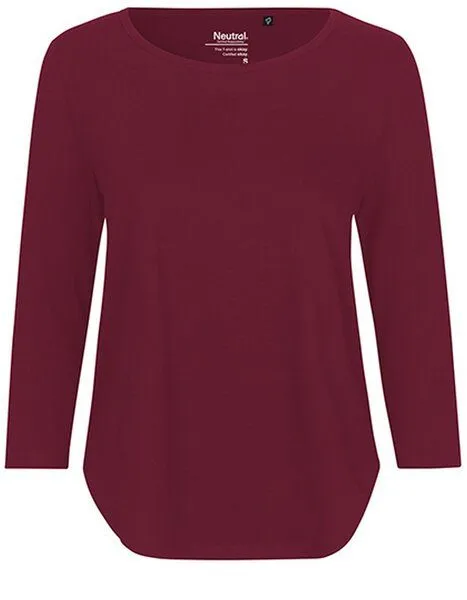 Neutral Neutral® Damen T-Shirt 3/4tel Arm von Neutral Bio Baumwolle, Bordeaux, – Produktbild 2 von 4