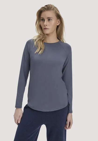 hessnatur hessnatur Longsleeve Regular ACTIVE COMFORT aus TENCEL Lyocell, Schieferblau, – Produktbild 1 von 4