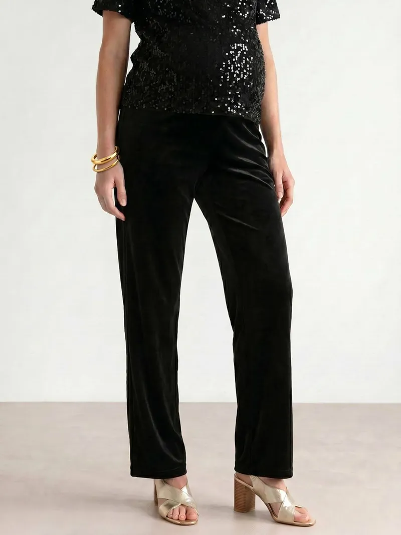 Vertbaudet Festlicher Umstands-Jumpsuit aus Samt mit Pailletten, Schwarz, – Produktbild 3 von 4