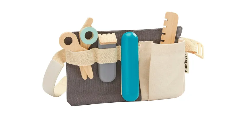 PlanToys PlanToys Kinder Friseur Set mit Zubehör aus Kautschukholz Maße 12,5 x 23 cm, Mehrfarbig, – Produktbild 5 von 5