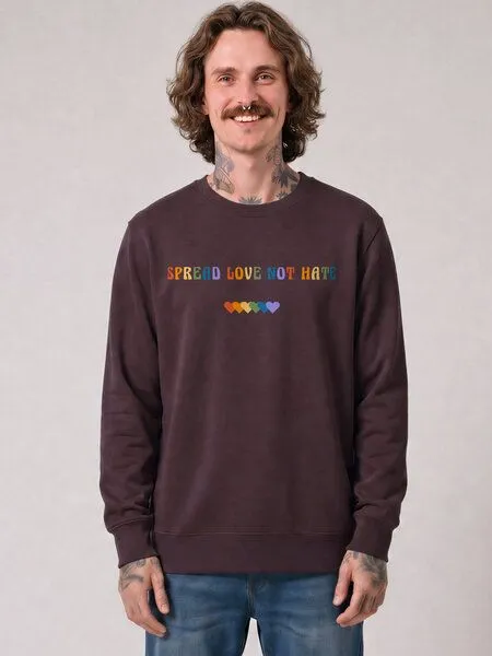 watapparel watapparel Sweatshirt Unisex Spread Love not Hate, Red brown, – Produktbild 2 von 2