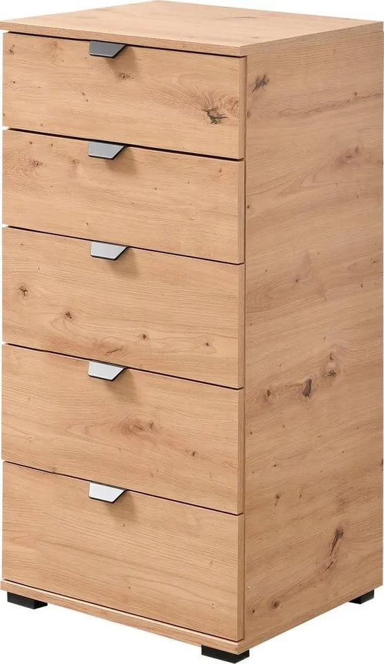 Home affaire Kommode Duero Schubkastenkommode, mit 5 Schubkästen, Breite ca. 45 cm, Höhe 95 cm, Beige, – Produktbild 5 von 5