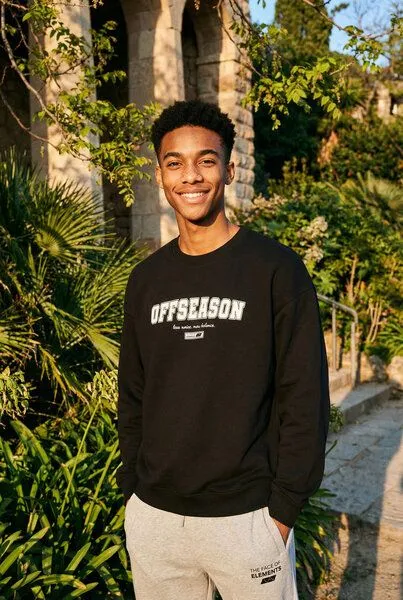THE FACE OF ELEMENTS THE FACE OF ELEMENTS Offseason - Relaxed Fit Sweatshirt aus 100% Bio-Baumwolle, Black (schwarz), – Produktbild 1 von 4