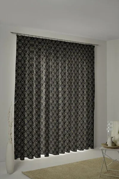 Nature by Adam Nature by Adam Vorhang aus 100% Bio-Baumwolle - Made in Germany - Feathers, Schwarz, – Produktbild 7 von 7