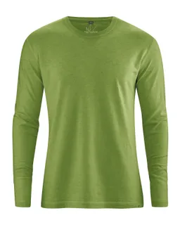 HempAge Hempage Herren vegan Langarmshirt Basic Unkrautgrün – Produktbild 1 von 1