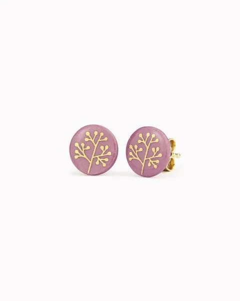 lille mus lille mus Porzellan-Ohrstecker BÄUMCHEN, Mauve, – Produktbild 1 von 2