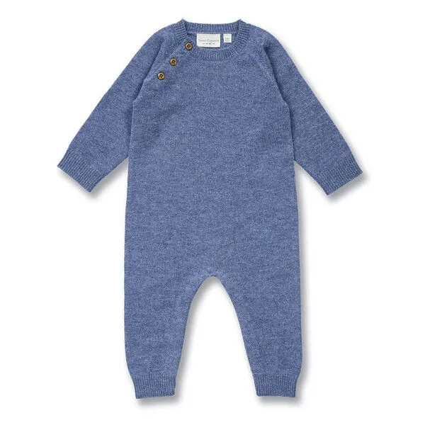 Sense Organics Sense Organics Baby Strampler aus Merinowolle, Modell ESKE, Denimblau melange, – Produktbild 1 von 4