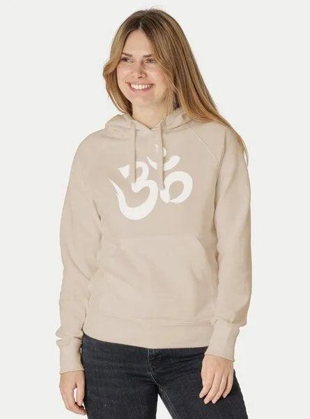 Peaces.bio - handbedruckte Biomode Peaces.bio - handbedruckte Biomode Bio-Damen-Kapuzensweater Om, Sand, – Produktbild 2 von 2