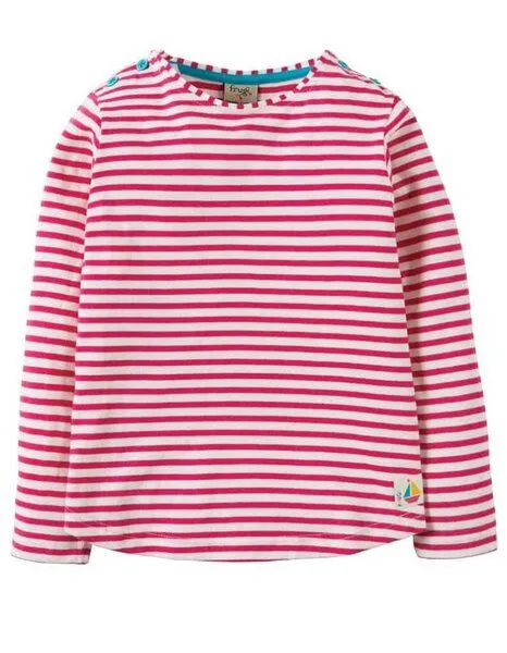 Frugi Frugi Maritimes Langarm-Shirt im pink-weissen Ringellook Louise Stripe Top – Produktbild 1 von 3