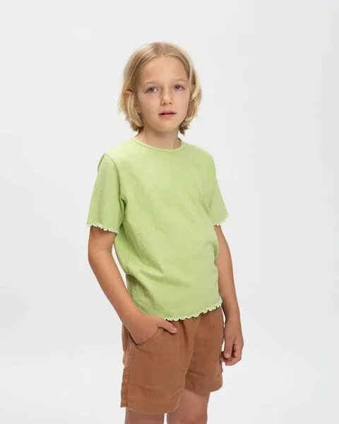 MATONA Matona Strukturiertes T-Shirt mit Kräuselsaum für Kinder / Curly Tee, Pistaccio, – Produktbild 1 von 4