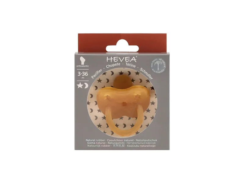 HEVEA HEVEA Schnuller classic kiefergerecht Stern & Mond ab 3 Monate, Naturkautschuk – Produktbild 2 von 2
