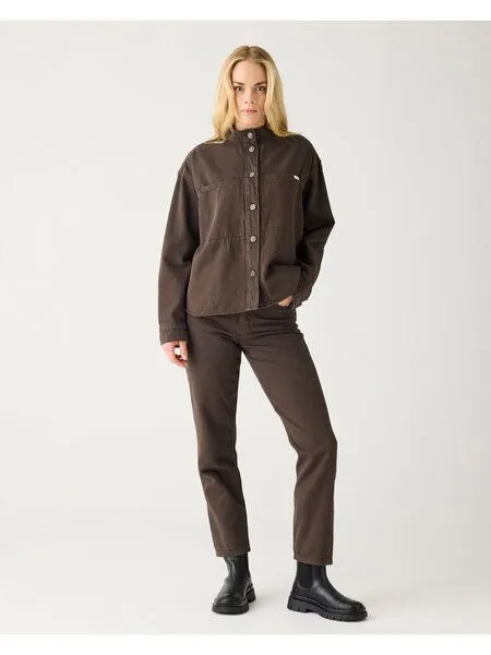 KnowledgeCotton Apparel KnowledgeCotton Apparel Twill Hose STELLA aus Bio-Baumwolle ROC/GOTS/Vegan, Braun (chocolate-torte), – Produktbild 1 von 4