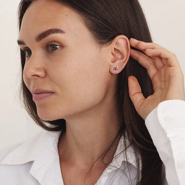 Eppi Eppi Silberne Cluster Ohrringe mit Amethysten und Edelsteinen Kerrie, Weiss, – Produktbild 4 von 4