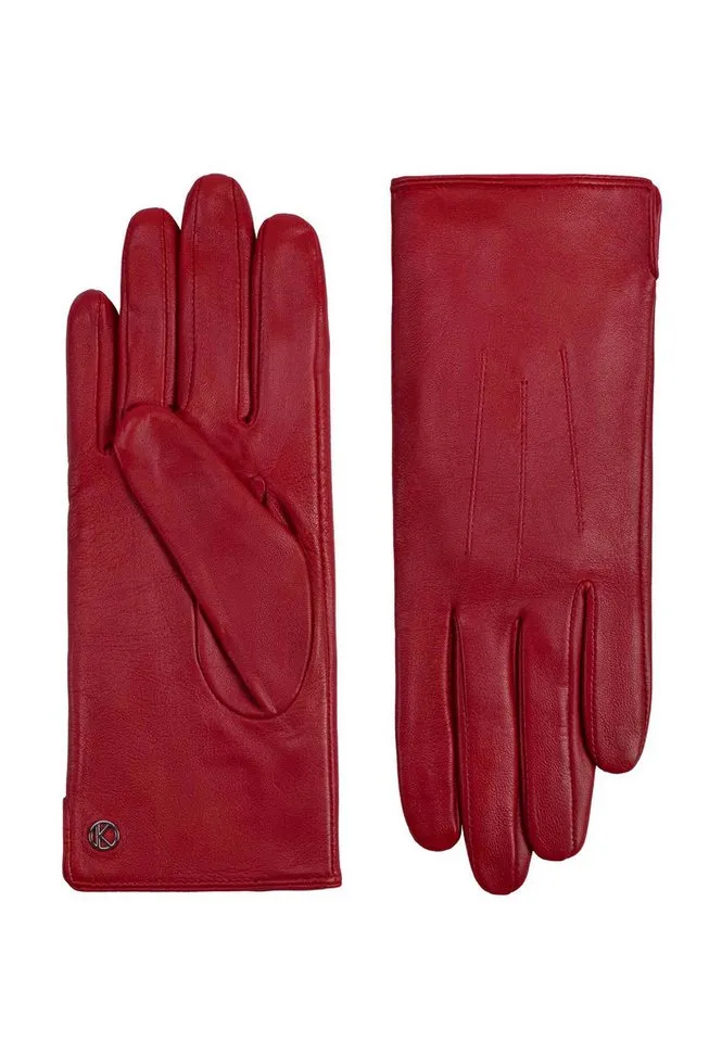 KESSLER Lederhandschuhe Style Carla (Paar, 1-St., Handschuhe) Leather Working Group zertifiziertes Leder, REPREVE® Fleecefutter, Rot, – Produktbild 2 von 5