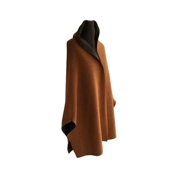 austriandesign.at austriandesign.at MantelCape reversibel aus extrafeiner Merinowolle, Braun/honig, – Produktbild 4 von 4