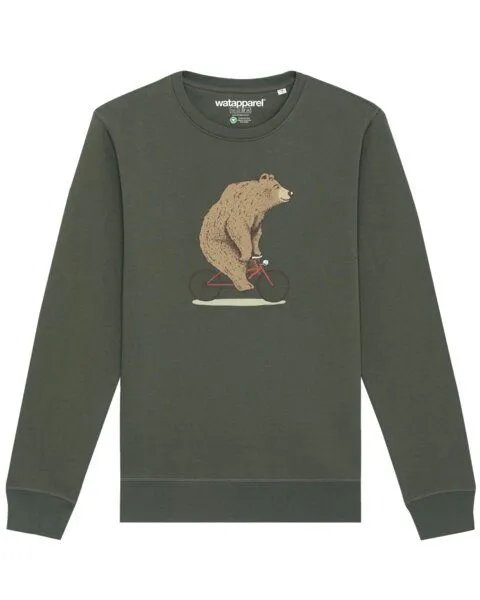 watapparel watapparel Sweatshirt Unisex Fahrradbär, Khaki, – Produktbild 1 von 4