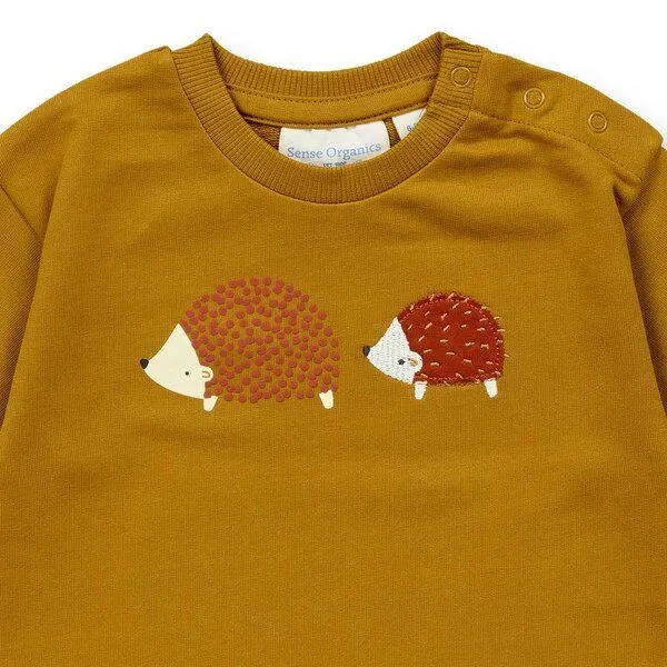 Sense Organics Sense Organics Baby Sweatshirt mit Igel-Motiv auf Currygelb, Modell ABISSA, Igel auf currygelb, – Produktbild 2 von 3