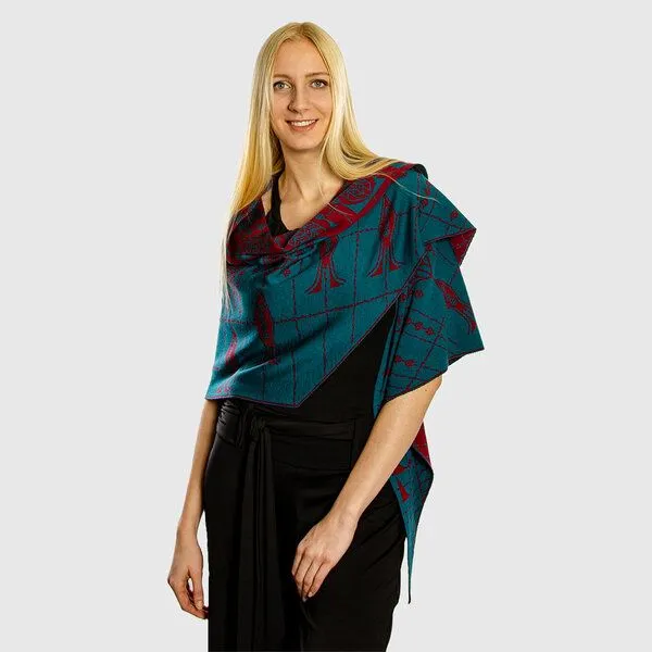 LANARTO slow fashion LANARTO slow fashion Schultertuch Pueblo aus mulesingfreier Merinowolle made in germany, Grün, – Produktbild 3 von 4