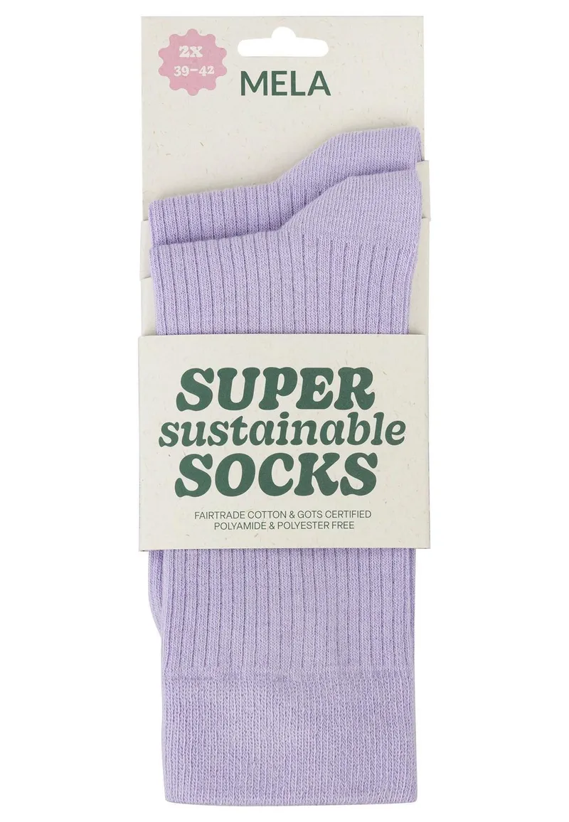 MELA Gerippte Baumwoll-Socken GOTS, 2er Pack, Krokus, – Produktbild 1 von 2