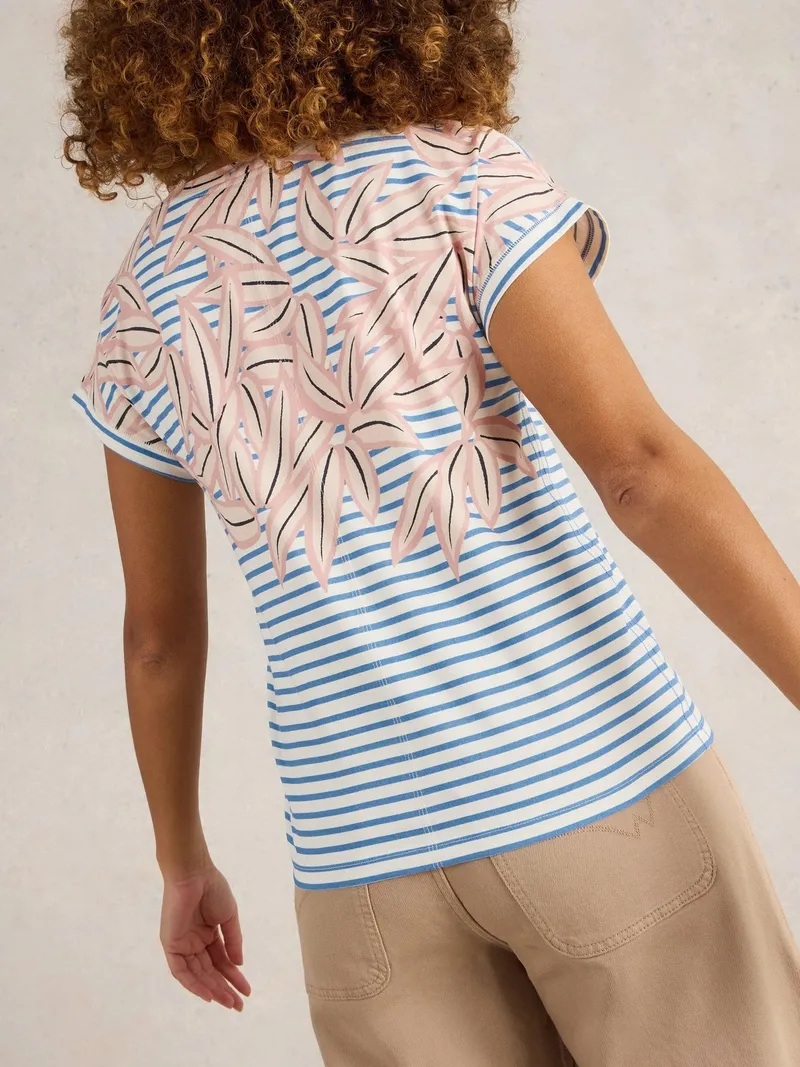 White Stuff T-Shirt Nelly mit Keilausschnitt - 34, Elfenbein multi, – Produktbild 4 von 4