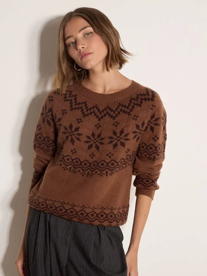 Apricot Apricot Strickpullover Weicher Pullover mit Norwegermuster, Braun, – Produktbild 2 von 4