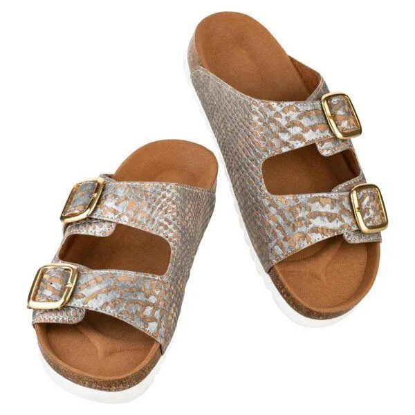 Kork-Deko Kork-Deko Damen Slipper aus Kork - Größe EU 36 – 41 (Damen) | grau-silber-gold – Produktbild 2 von 4