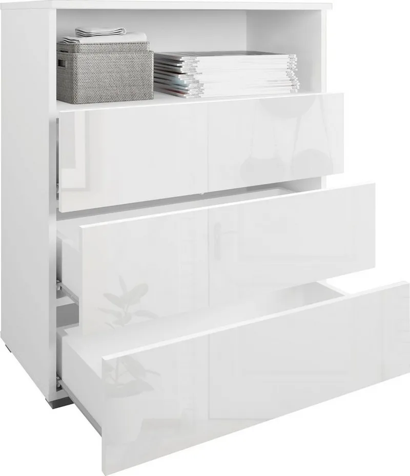 OTTO home Kommode Paris, mit 3 Schubkästen (Breite 70 cm), Weiß, – Produktbild 3 von 5