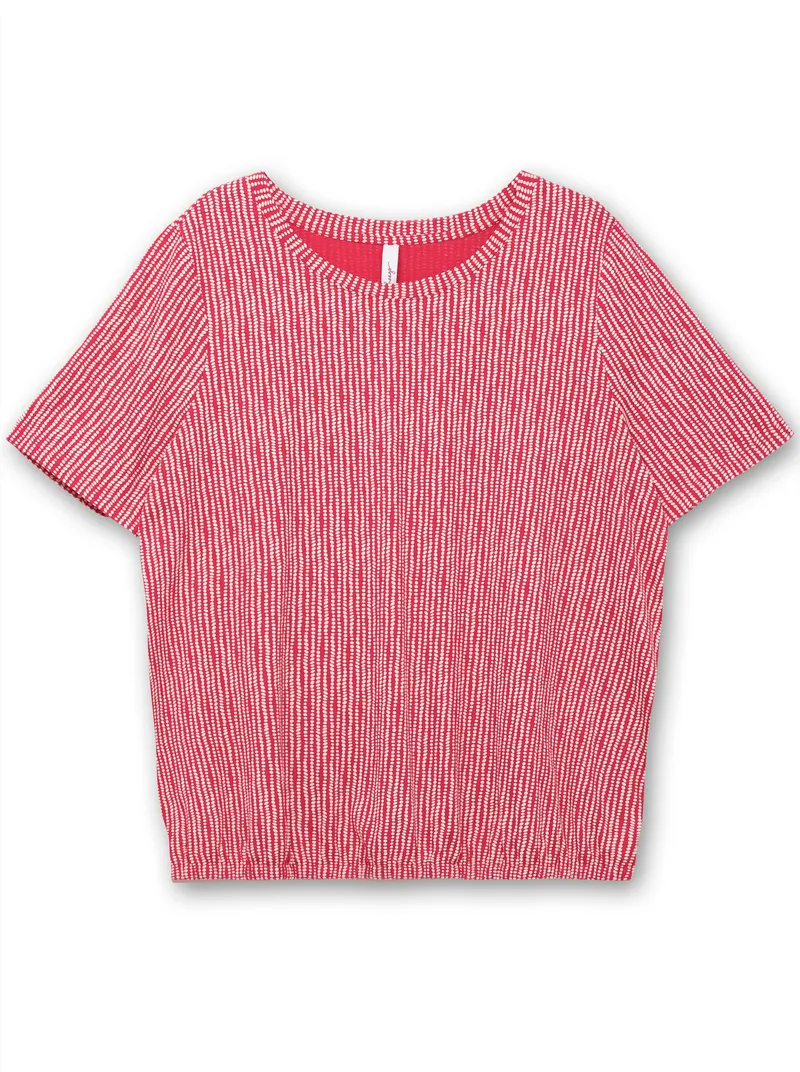 sheego Kurzarmshirt magenta-gemustert, Magenta-gemustert, – Produktbild 1 von 2