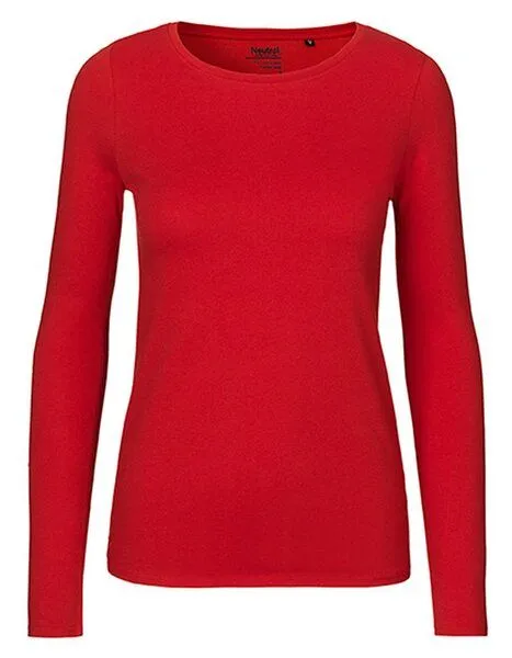 Neutral Neutral® Damen Langarm T-Shirt Bio Baumwolle Modern Fit Körpernah geschnitten, Rot, – Produktbild 1 von 4