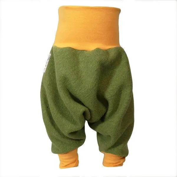 liebewicht liebewicht Yogahose Sarouelhose Pumphose Wolle verschiedene Farben nach Wahl, Moosgrün/gelb, – Produktbild 3 von 4