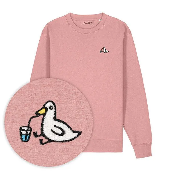 LIGARTI Bestickter Pullover – Piet die Ente – LIGARTI Tiermanufaktur, Altrosa, – Produktbild 1 von 3