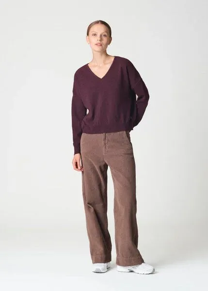 Klitmøller Collective Klitmøller Collective Merino-Pullover mit V-Ausschnitt Modell: Vanessa, Burgundy (rot), – Produktbild 4 von 4