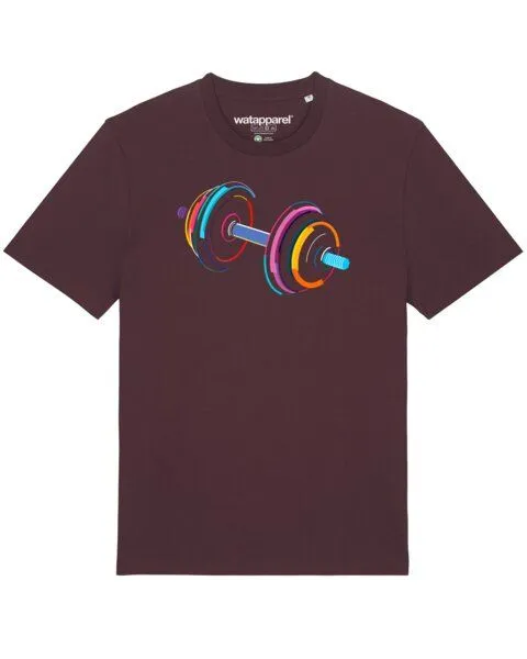watapparel watapparel T-Shirt Unisex 80s Hantel, Red brown, – Produktbild 1 von 3