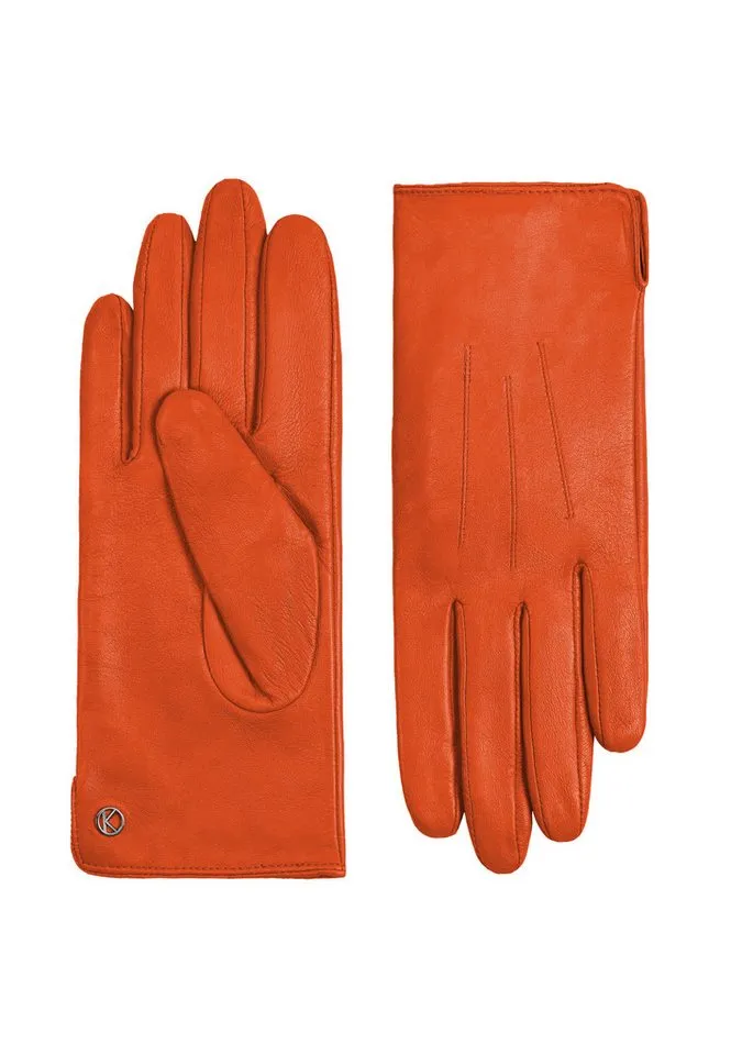 KESSLER Lederhandschuhe Style Carla (Paar, 1-St., Handschuhe) Leather Working Group zertifiziertes Leder, REPREVE® Fleecefutter, Orange, – Produktbild 2 von 4