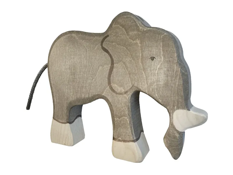 Holztiger Holztiger Holzfigur "Elefant, stehend" Abenteuer Wildnis Maße 19 x 2,8 x 15 cm, Grau, mehrfarbig, – Produktbild 1 von 3