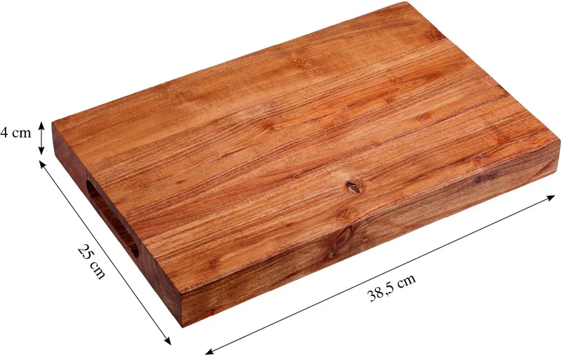 Kesper Kesper Tranchierbrett Schneidebrett, Akazie, FSC, Massivholz, (1-St), mit Griffmulden, Beige, – Produktbild 1 von 3