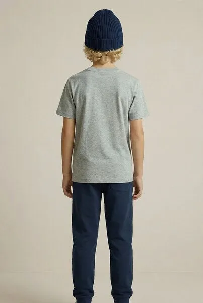 THE FACE OF ELEMENTS The Face of Elements Bold Relaxed Fit Kids T-Shirt aus 100% Bio-Baumwolle, Heather grey (grau), – Produktbild 4 von 4