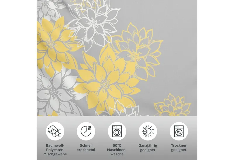 OTTO home Bettwäsche Susan in Gr. 135x200 oder 155x220 cm, Polycotton recycelt, 2 teilig, in verschiedenen Qualitäten, romantische Bettwäsche mit Blumen, Gelb|grau, – Produktbild 3 von 5