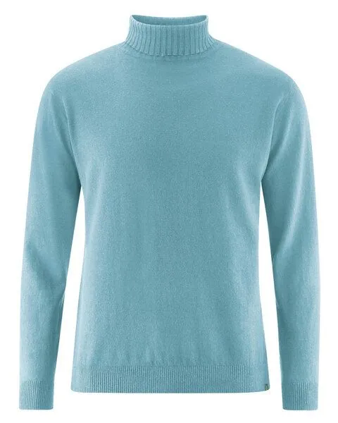 HempAge HempAge Feiner Rollkragenpullover Hanf/Biobaumwolle, Wave (blau), – Produktbild 1 von 4