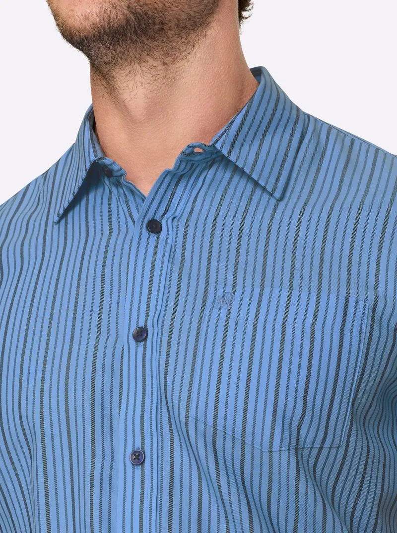 marco donati Kurzarmhemd himmelblau-gestreift, Himmelblau-gestreift, – Produktbild 2 von 3