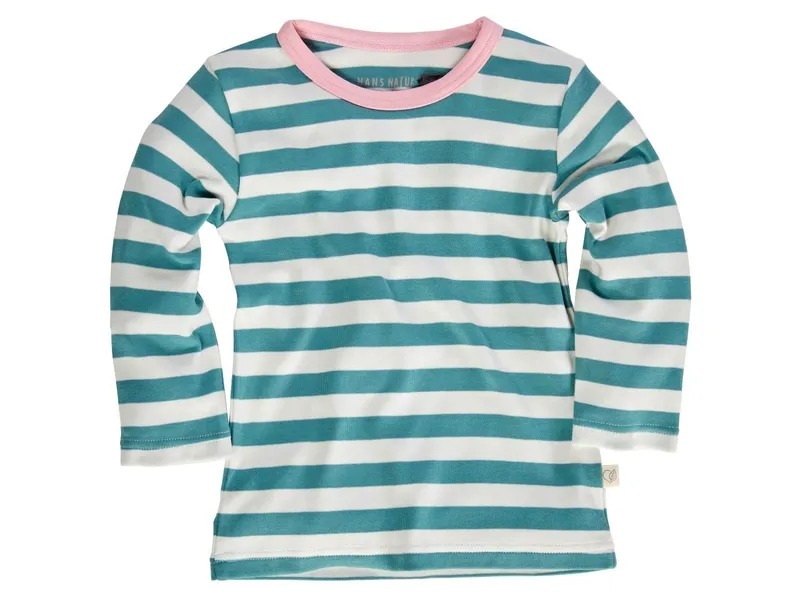 HANS NATUR Kinder Langarmshirt Bio-Baumwolle grün-off white Gr.122/128, Grün, – Produktbild 1 von 2