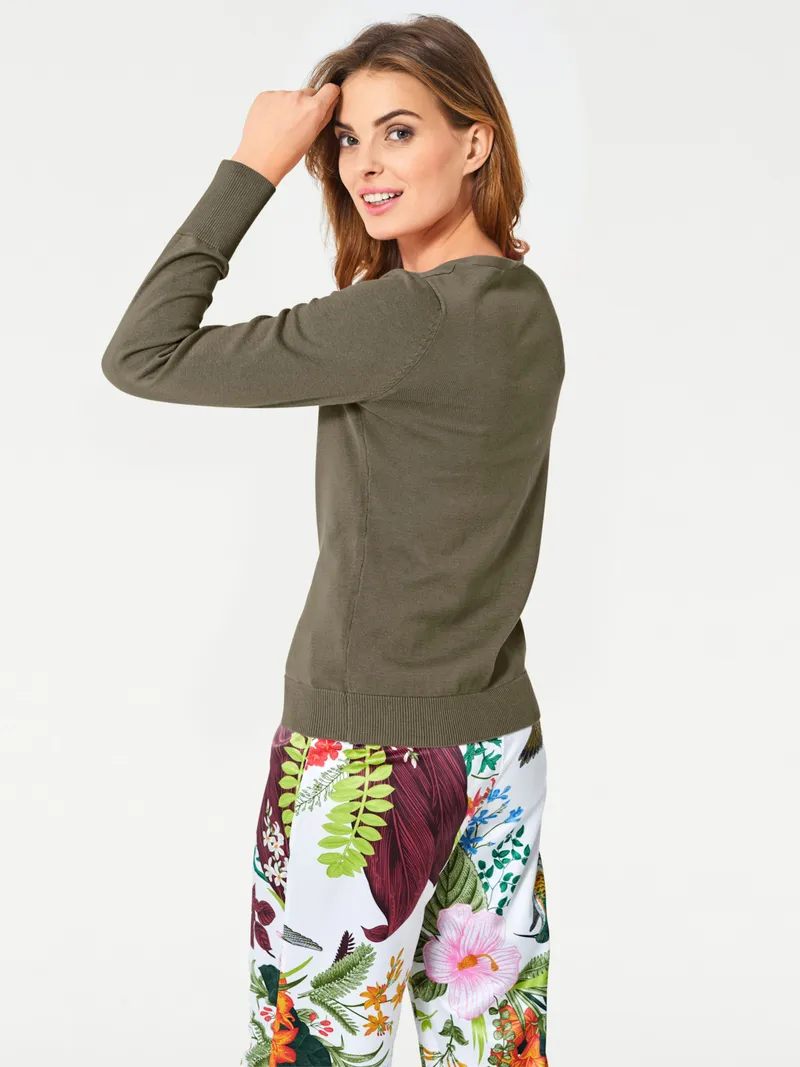 heine Feinstrickjacke oliv, Oliv, – Produktbild 1 von 2