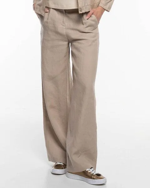 Alma & Lovis Alma & Lovis Trendige Marlenehose aus reinem Leinen | Leinen Marlene, Humus (natur), – Produktbild 1 von 4