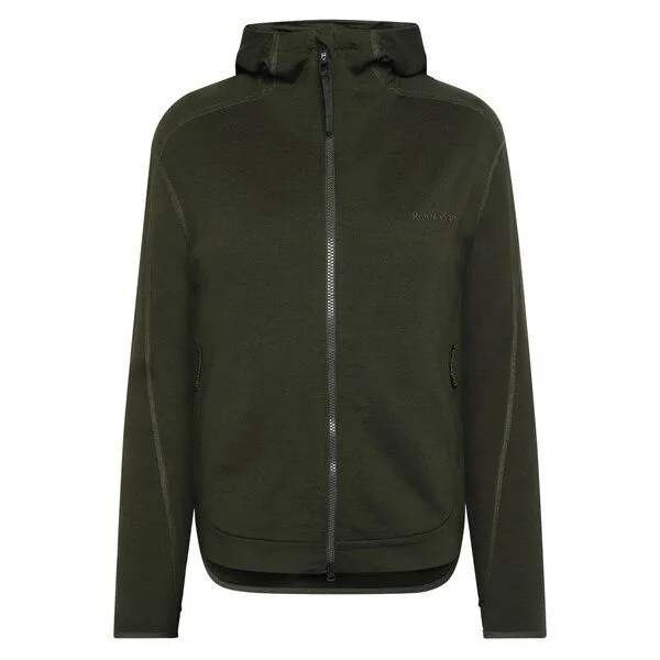 KnowledgeCotton Apparel KnowledgeCotton Apparel Fleece-Pullover mit Kapuze DYNAMIC aus Merinowolle - Damen, Gruen (forrest-night), – Produktbild 1 von 1