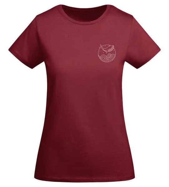 vis wear vis wear Wal zwischen Ozean und Wellen - Damen Organic Shirt, Rot, – Produktbild 4 von 4