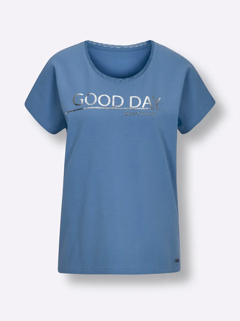 feel good Shirt mittelblau, Mittelblau, – Produktbild 1 von 2