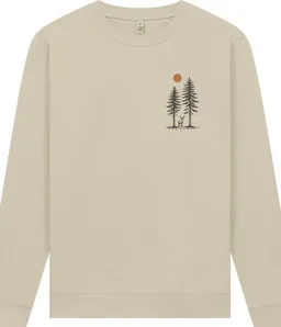 Spreecult Spreecult Hirsch zwischen zwei Bäume - Unisex Sweatshirt - Bio und Fair - Wald Natur Tiere Sonne – Produktbild 1 von 1