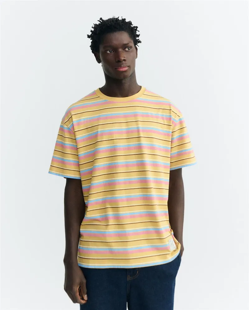 thinking mu Streifen T-Shirt Modell: Aaron, Sahara sun, – Produktbild 1 von 1